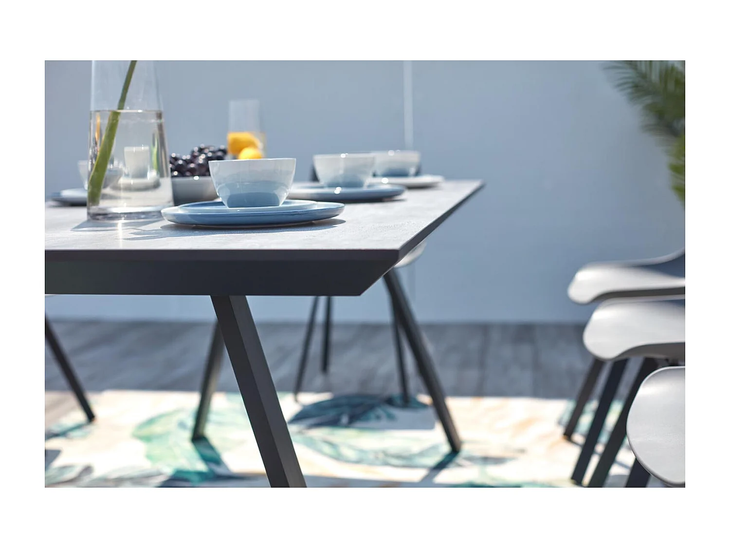 Gartenmöbelset für 8 Personen aus grauem Aluminium und Beton Temara