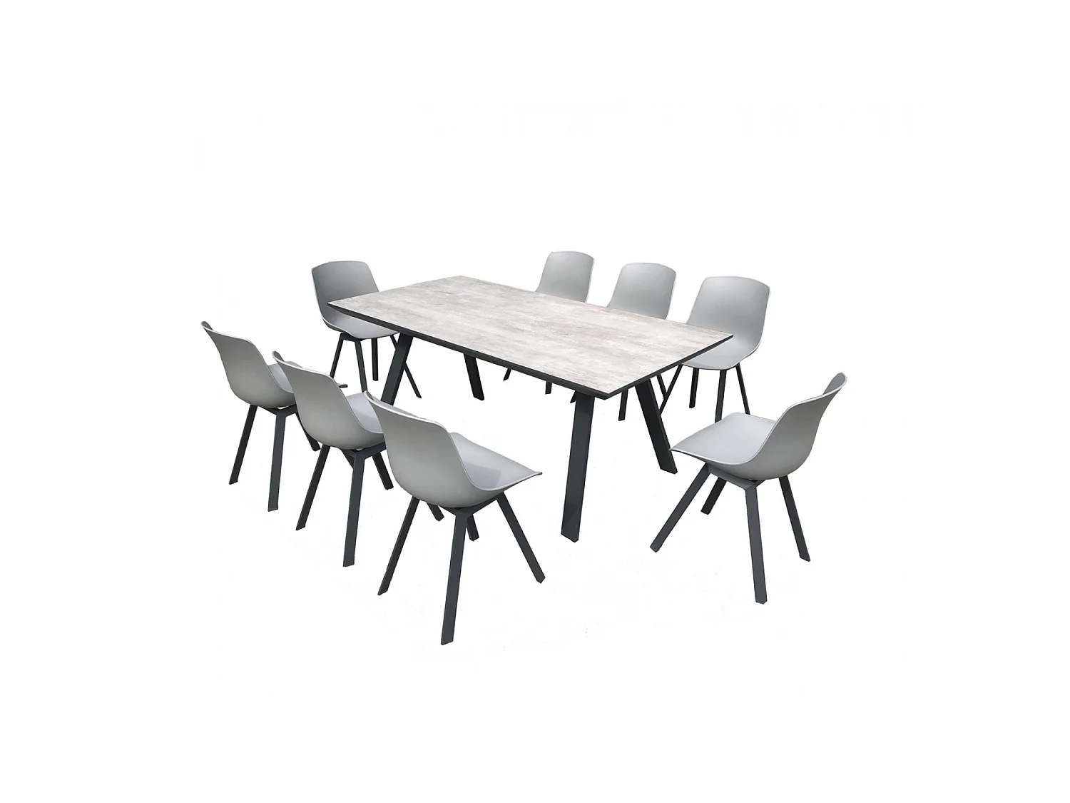 Gartenmöbelset für 8 Personen aus grauem Aluminium und Beton Temara