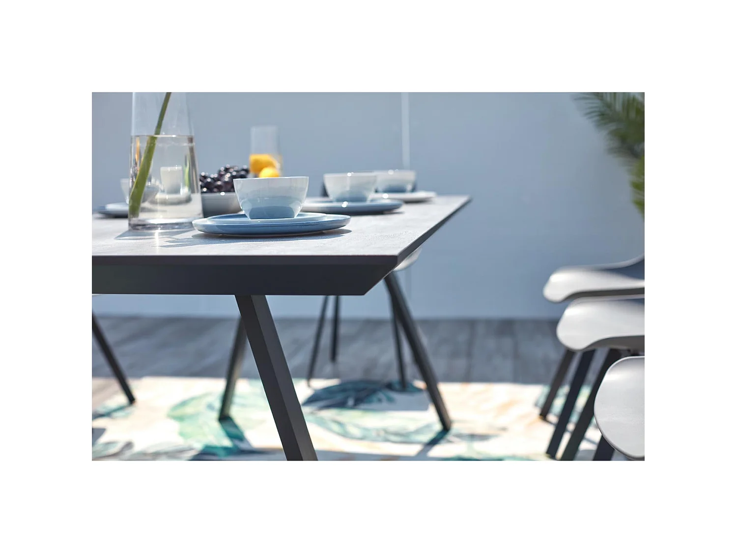 Gartenmöbelset für 8 Personen aus grauem Aluminium und Beton Temara