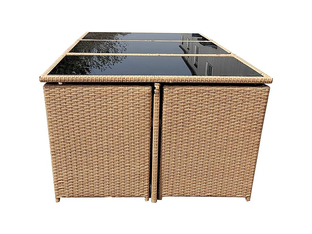 Salon de jardin encastrable résine tressée naturel 8 places FLORIDA