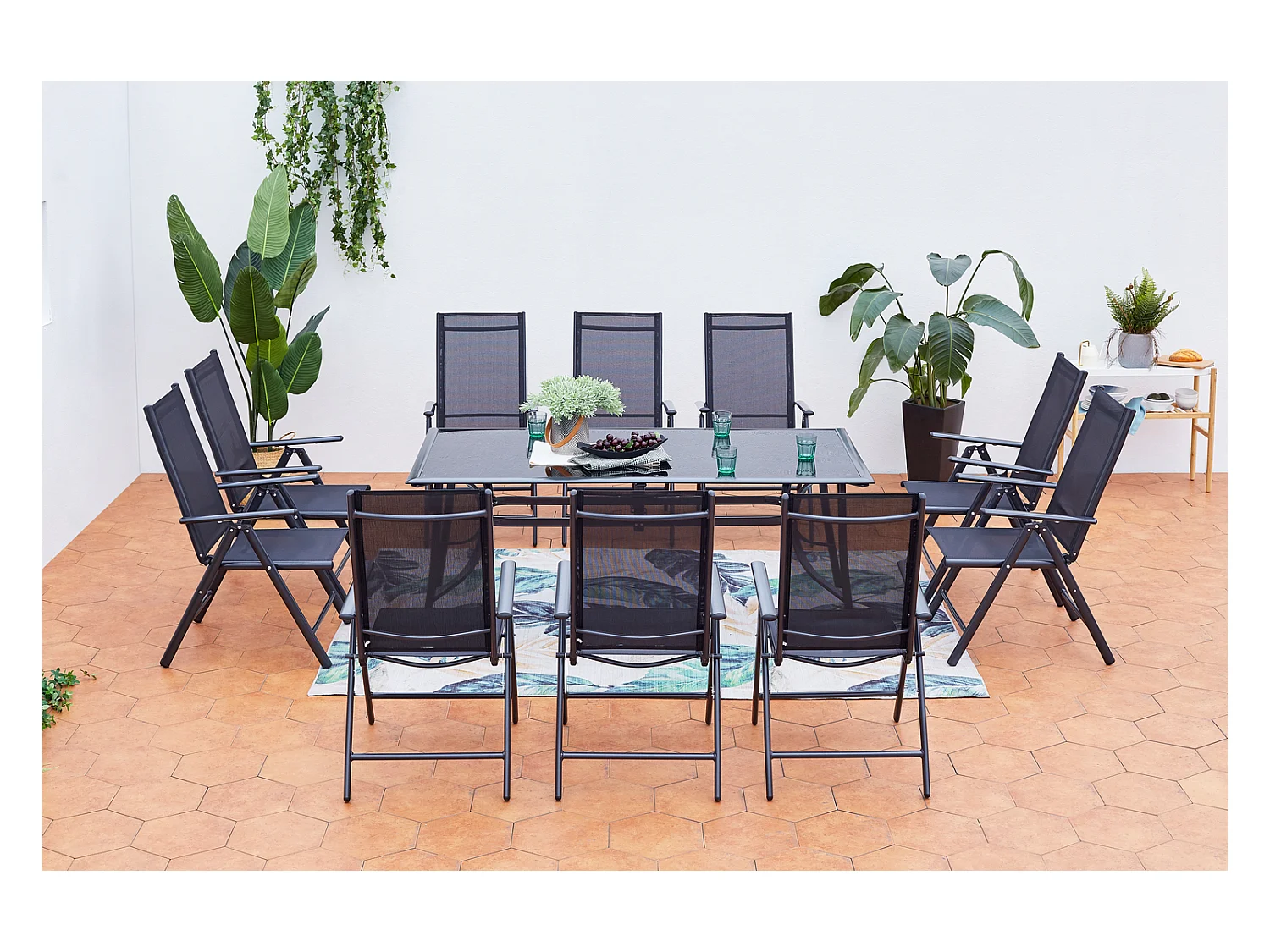 Set tavolo da giardino e 10 sedie in alluminio RIMINI