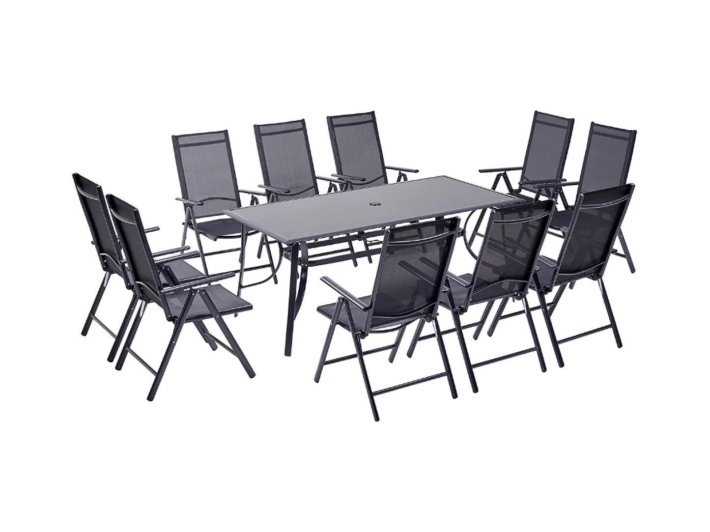 Set tavolo da giardino e 10 sedie in alluminio RIMINI