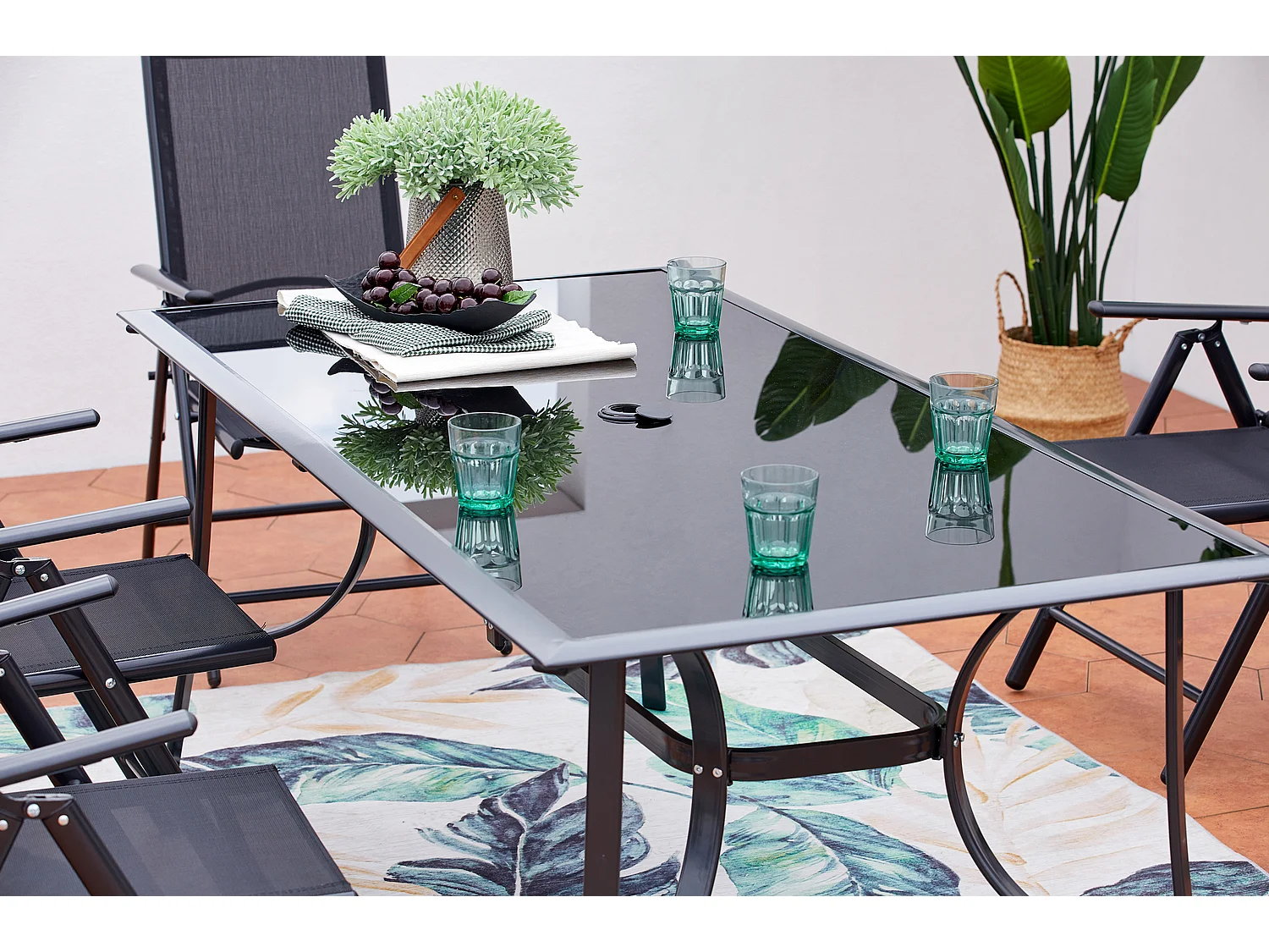 Tuinset voor 10 personen van zwart aluminium RIMINI