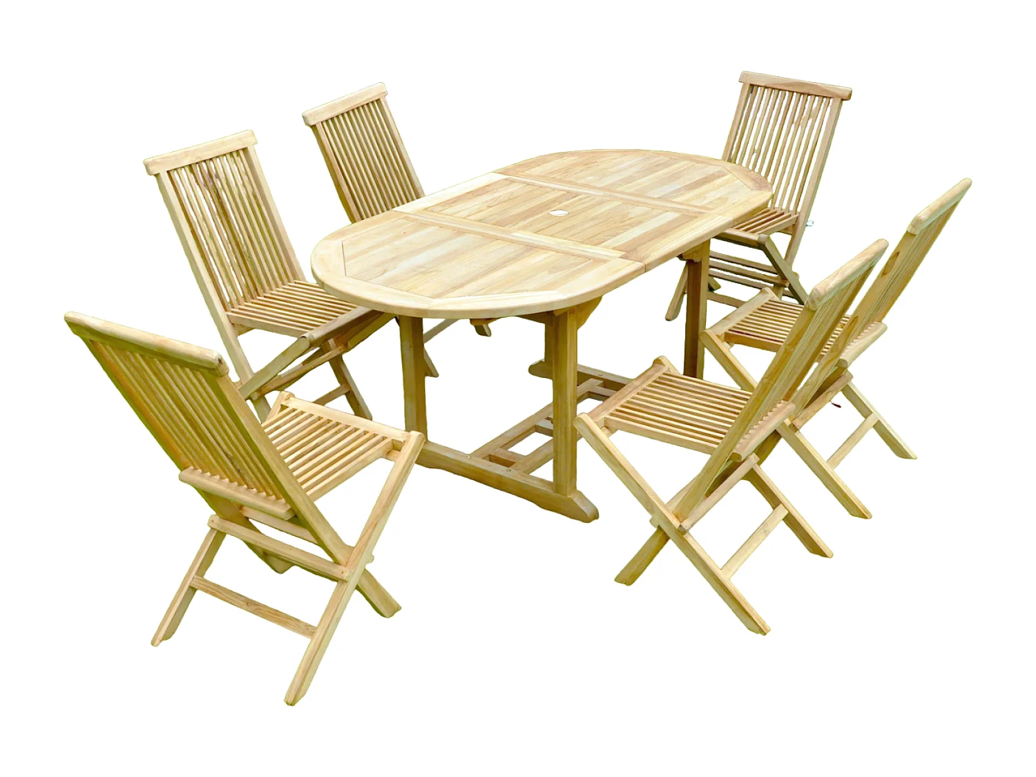 Table de jardin ovale et 6 chaises en teck KAJANG
