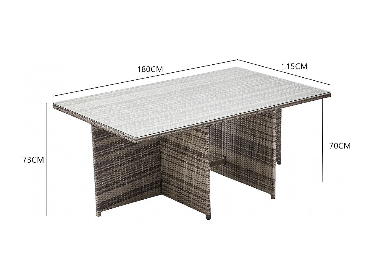 10-Sitzer Gartenmöbelset aus grauem Rattan MIAMI - Zeitgenössischer Stil