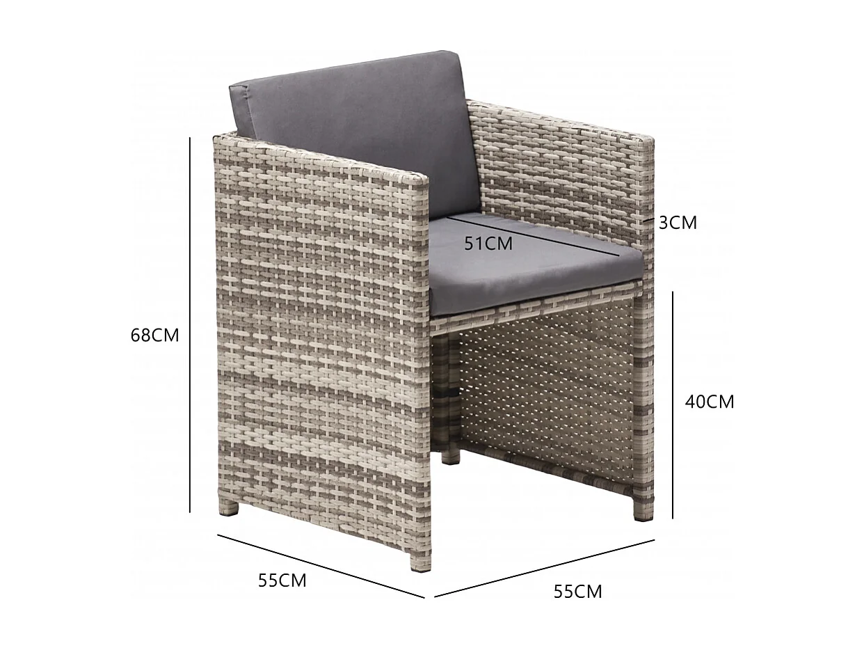 10-Sitzer Gartenmöbelset aus grauem Rattan MIAMI - Zeitgenössischer Stil