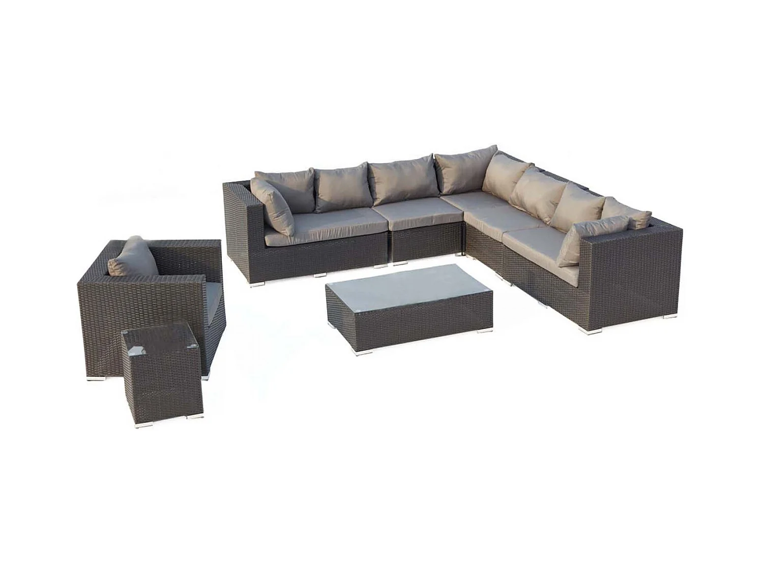 Loungeset voor 8 personen van zwart/grijs gevlochten kunsthars SALENTO