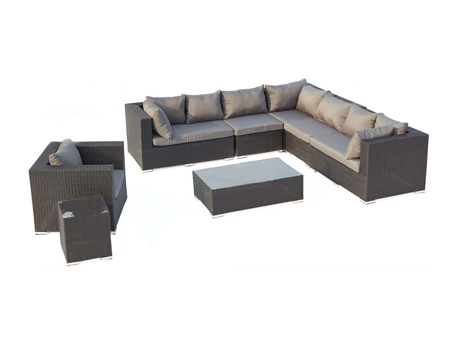 Loungeset voor 8 personen van zwart/grijs gevlochten kunsthars SALENTO