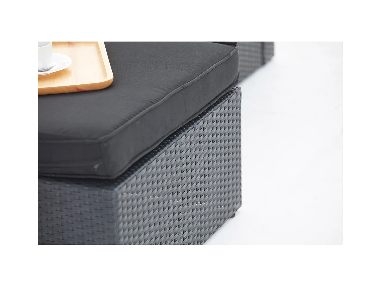 Salon de jardin modulable 5 places en résine tressée noir MILANO