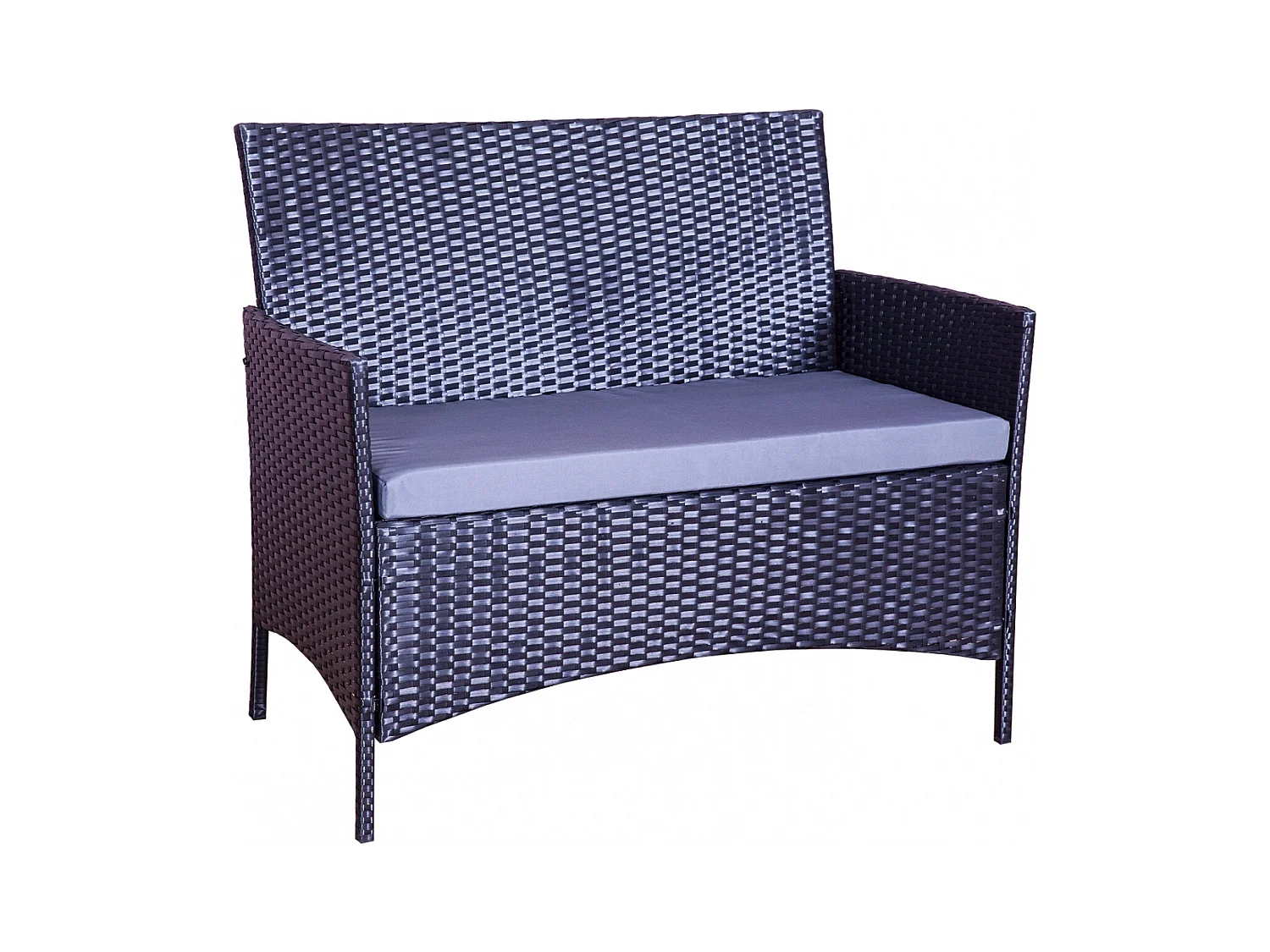 Salotto da giardino 4 posti in resina intrecciata nero/grigio MYKONOS