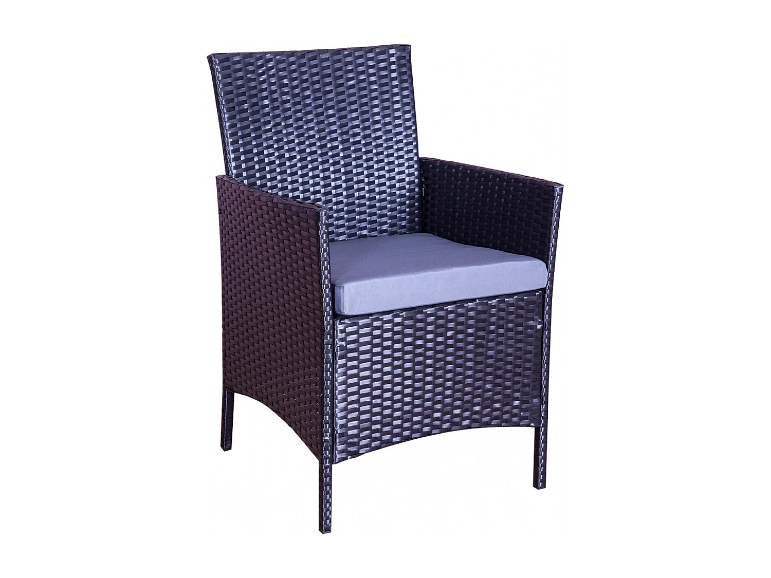 Salon de jardin 4 places en résine tressée noir et gris MYKONOS