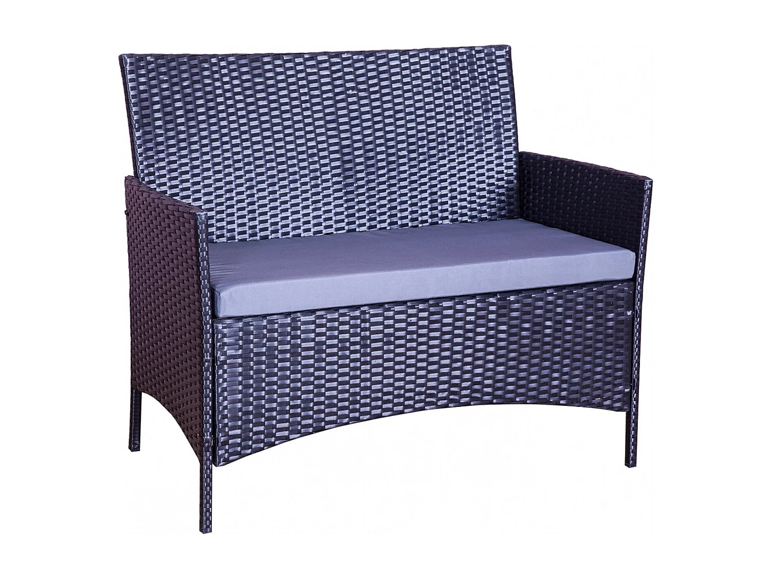 Salon de jardin 4 places en résine tressée noir et gris MYKONOS