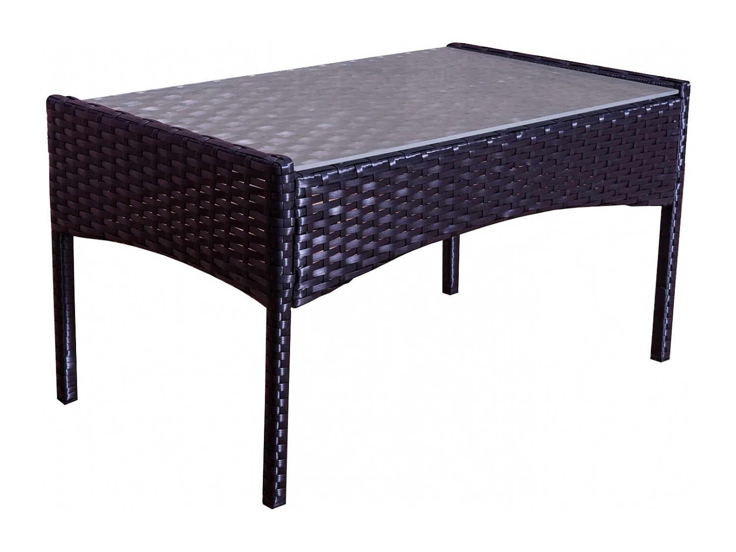 Salon de jardin 4 places en résine tressée noir et gris MYKONOS