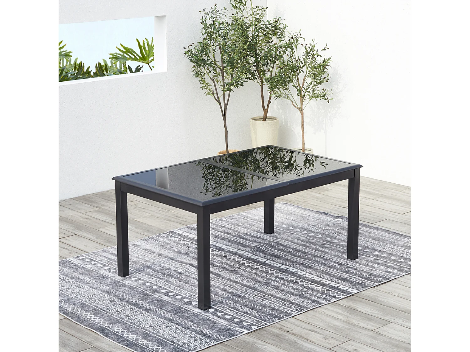 Table de jardin et 12 chaises en aluminium gris RAVENNE