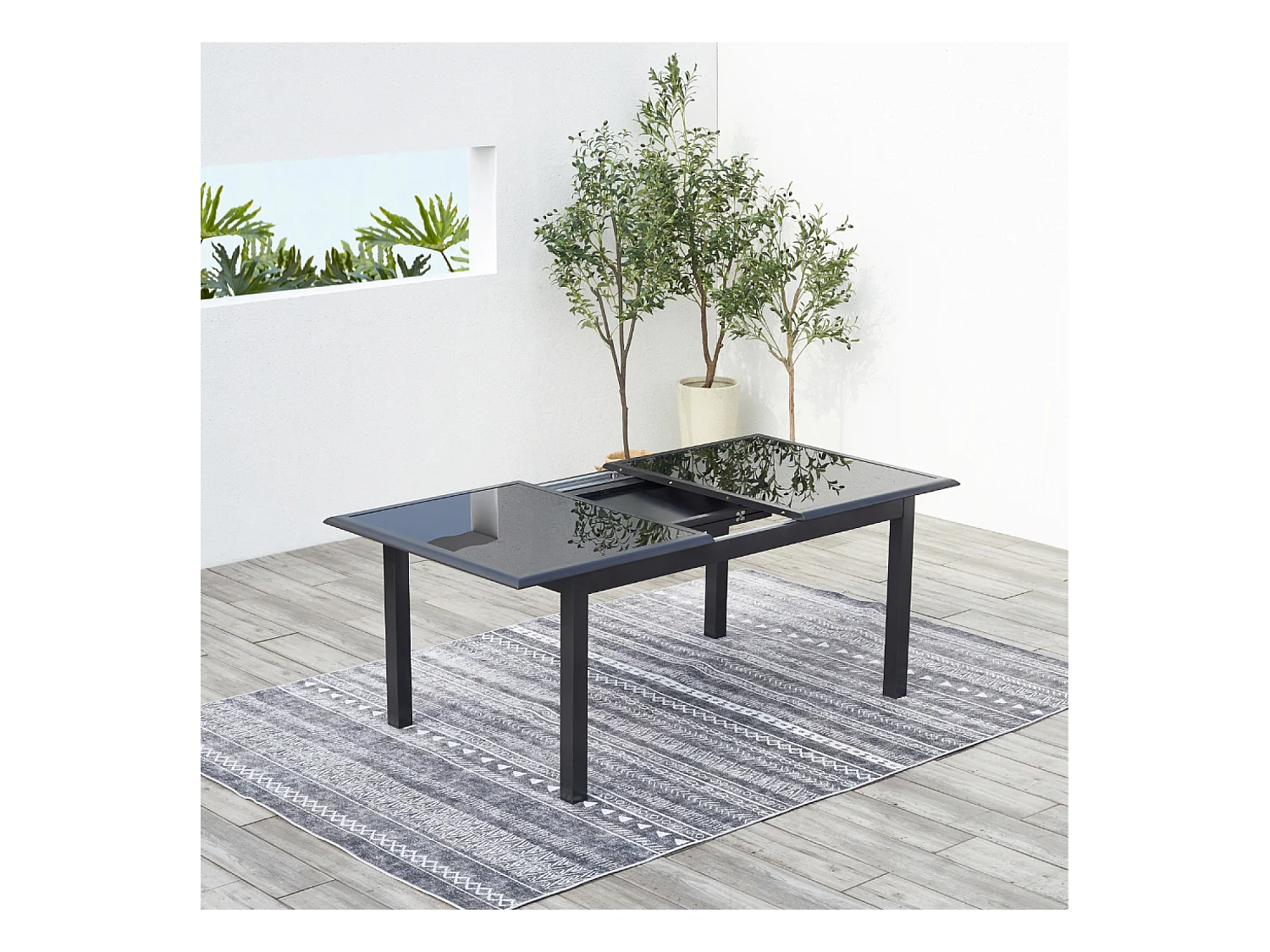 Table de jardin et 12 chaises en aluminium gris RAVENNE