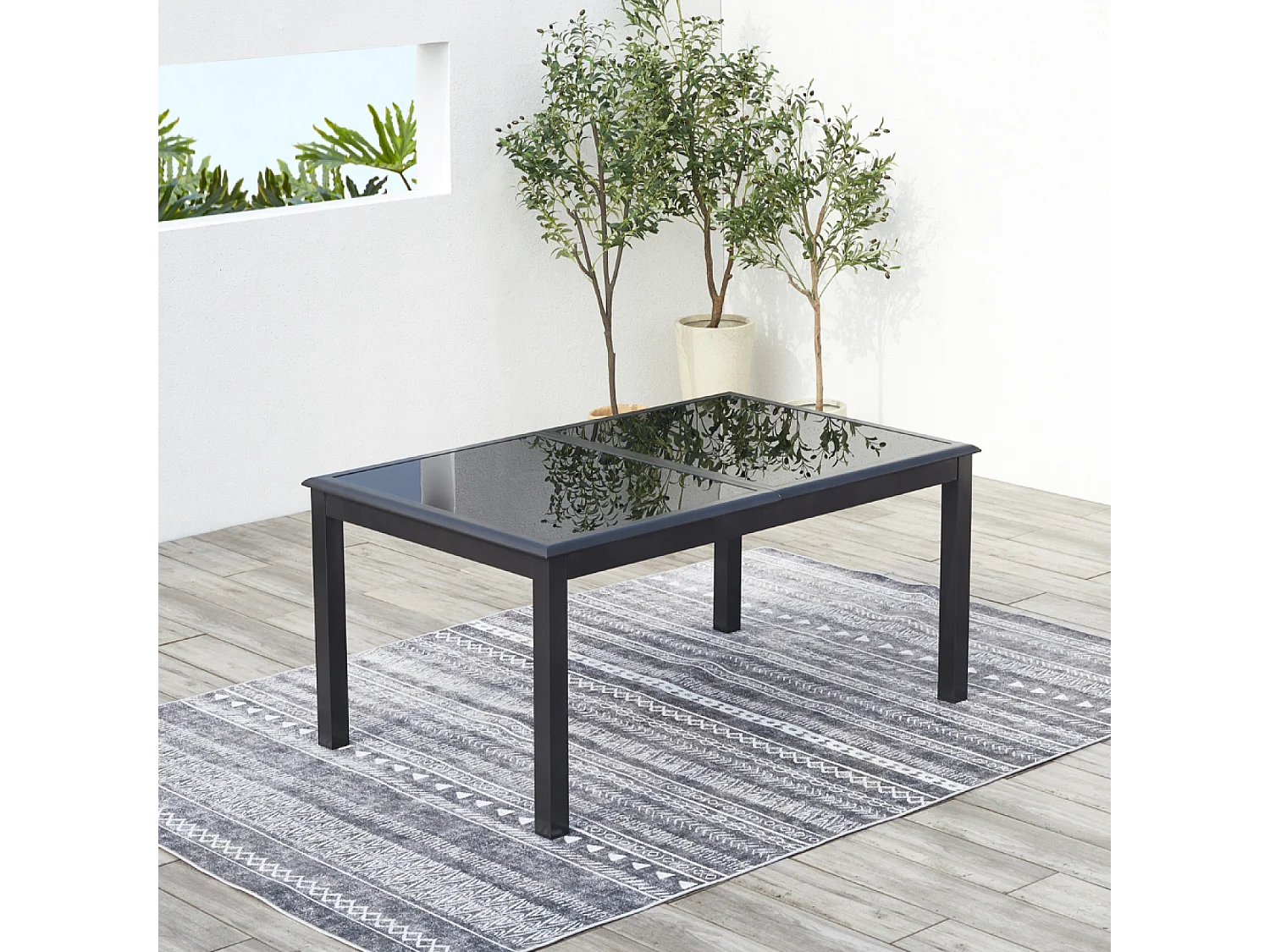 Table de jardin et 12 chaises en aluminium gris RAVENNE