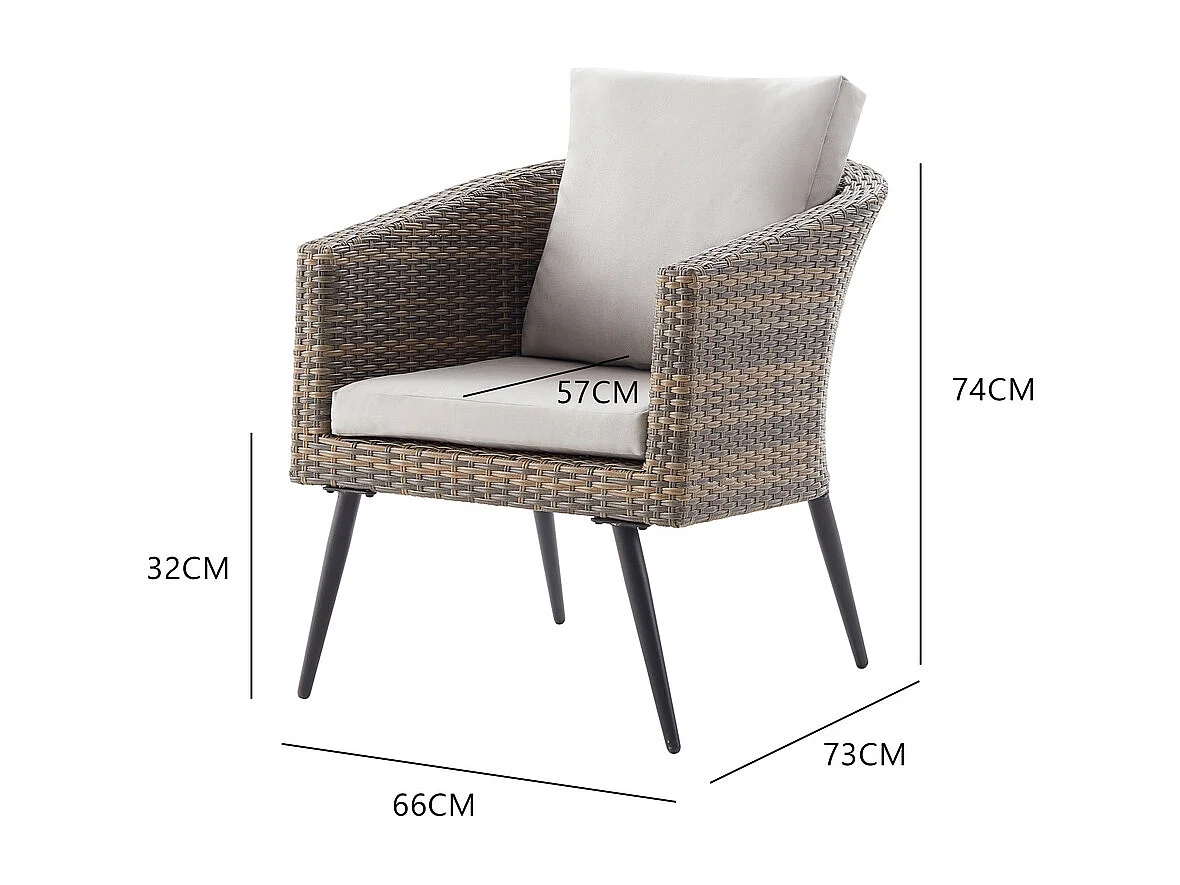 Loungeset Tibouta 5 plaatsen van gevlochten hars met schuine poten