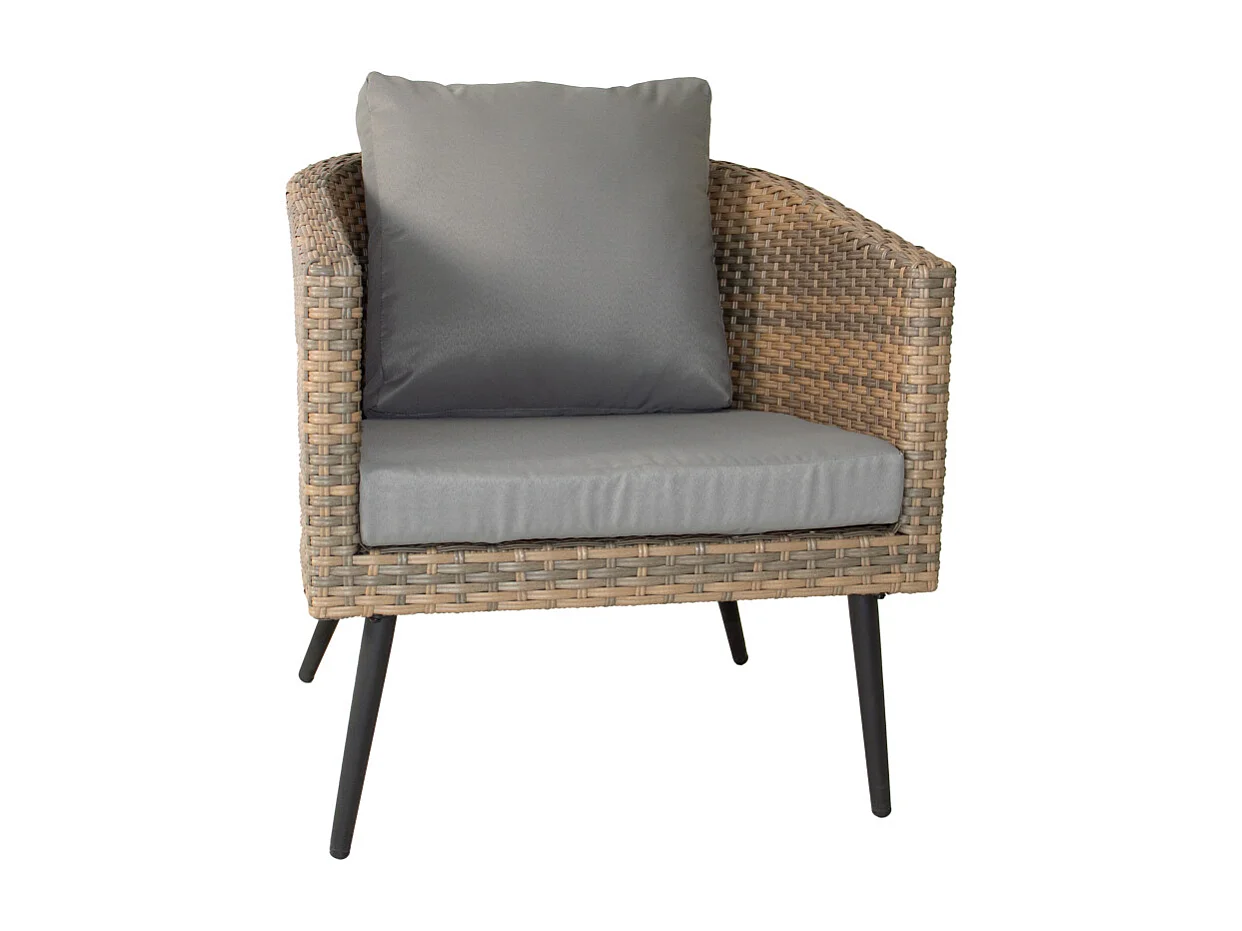 Loungeset Tibouta 5 plaatsen van gevlochten hars met schuine poten