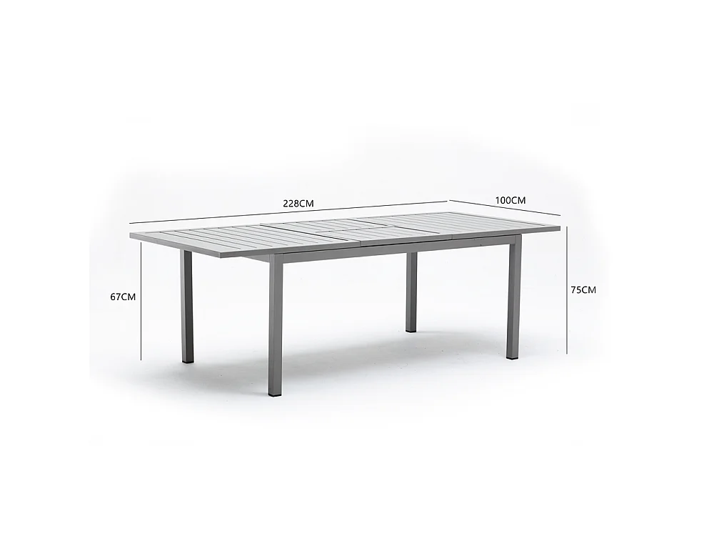 Table de jardin extensible 6-8 personnes avec 6 chaises en aluminium MEZZANE