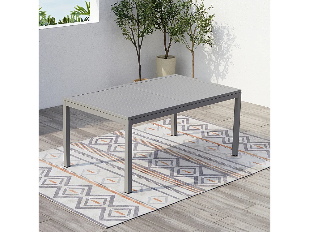 Table de jardin extensible 6-8 personnes avec 6 chaises en aluminium MEZZANE