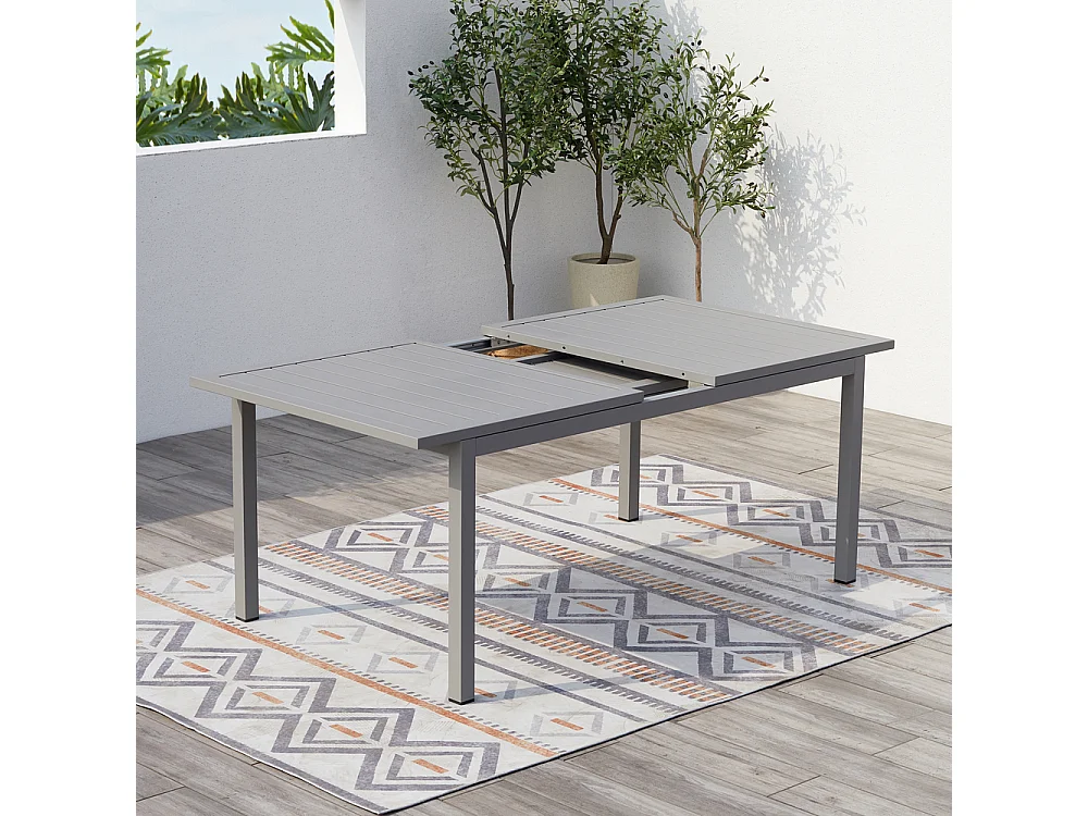 Table de jardin extensible 6-8 personnes avec 6 chaises en aluminium MEZZANE