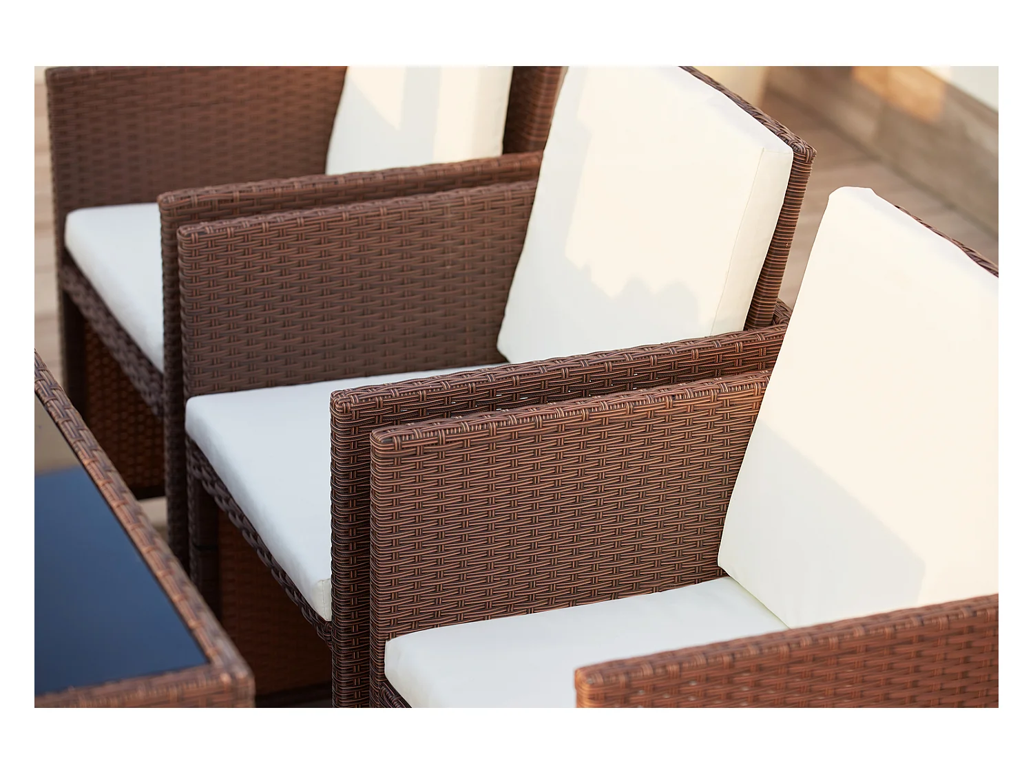 Salotto da giardino a incasso 10 posti resina intrecciata castagna/bianco MONACO