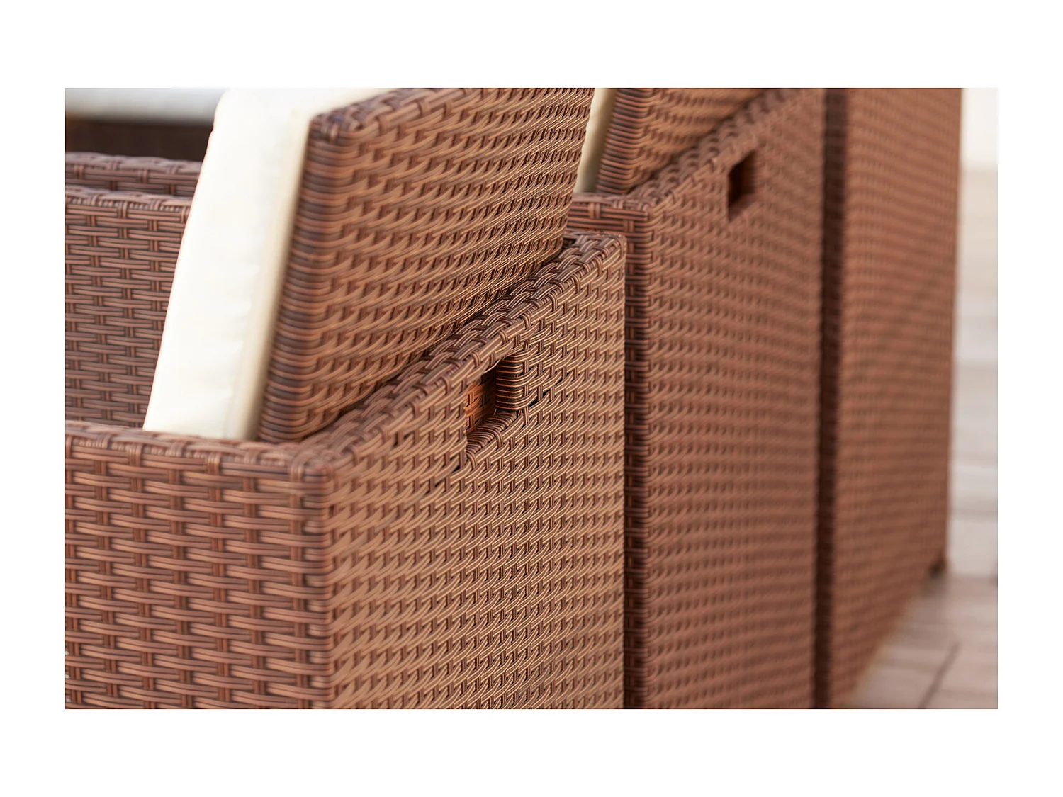 Salotto da giardino a incasso 10 posti resina intrecciata castagna/bianco MONACO