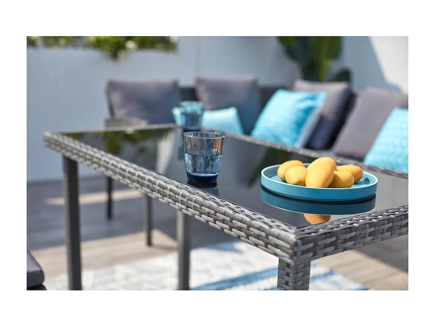 Salotto da giardino 8 posti in resina nero/grigio CORDOBA