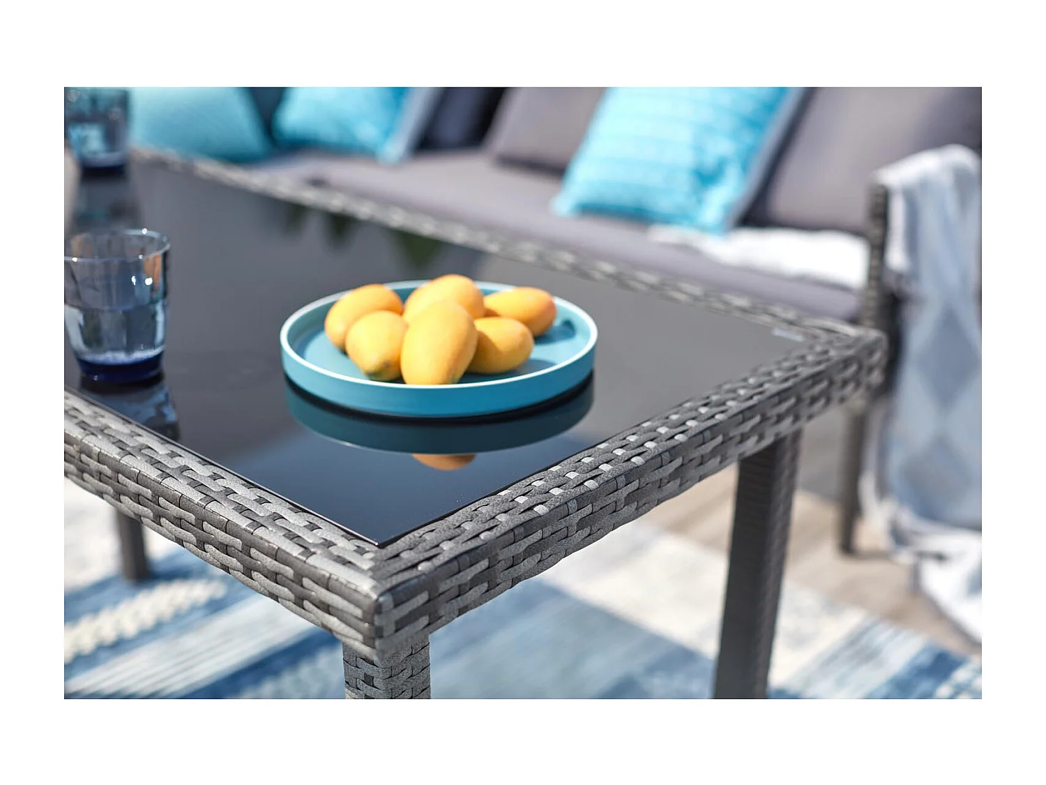 Salotto da giardino 8 posti in resina nero/grigio CORDOBA