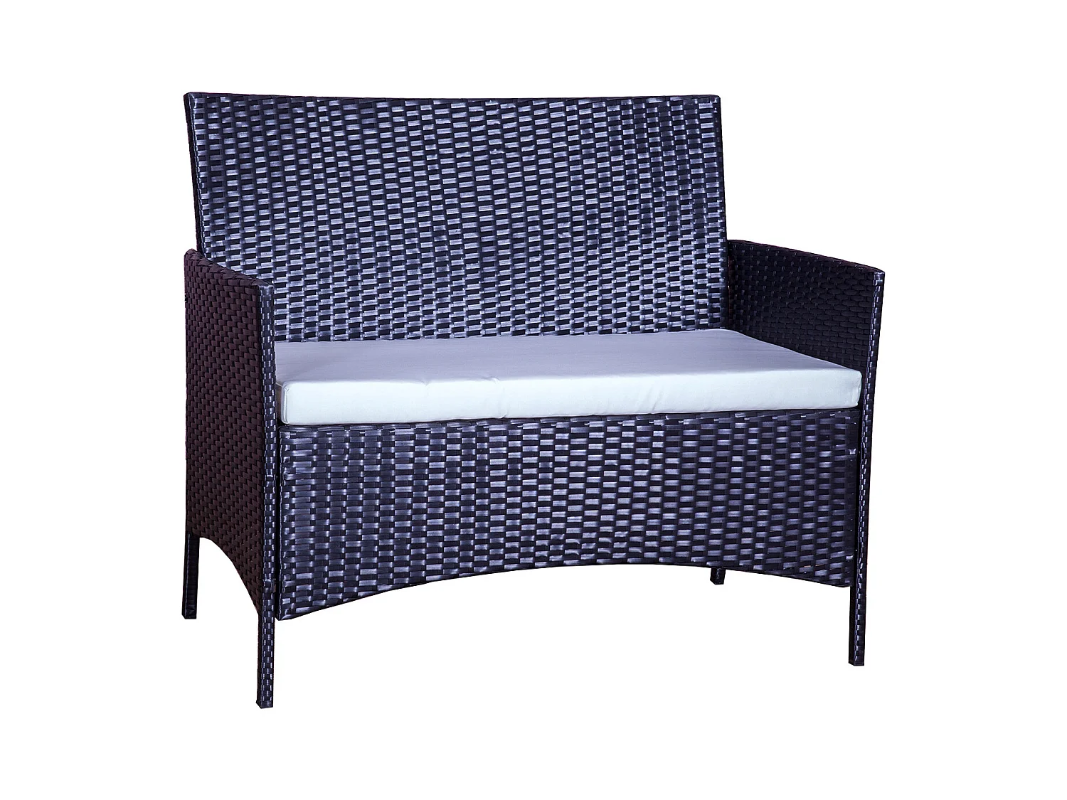 Salotto da giardino 4 posti in resina intrecciata bianco/nero MYKONOS