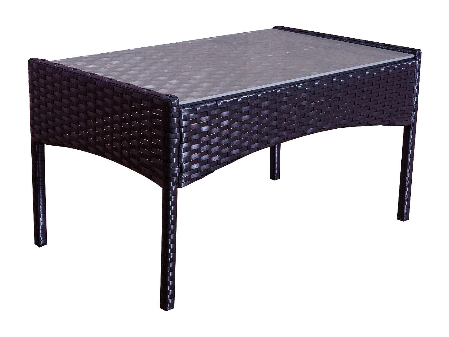 Salon de jardin 4 places en résine tressée Noir et blanc MYKONOS