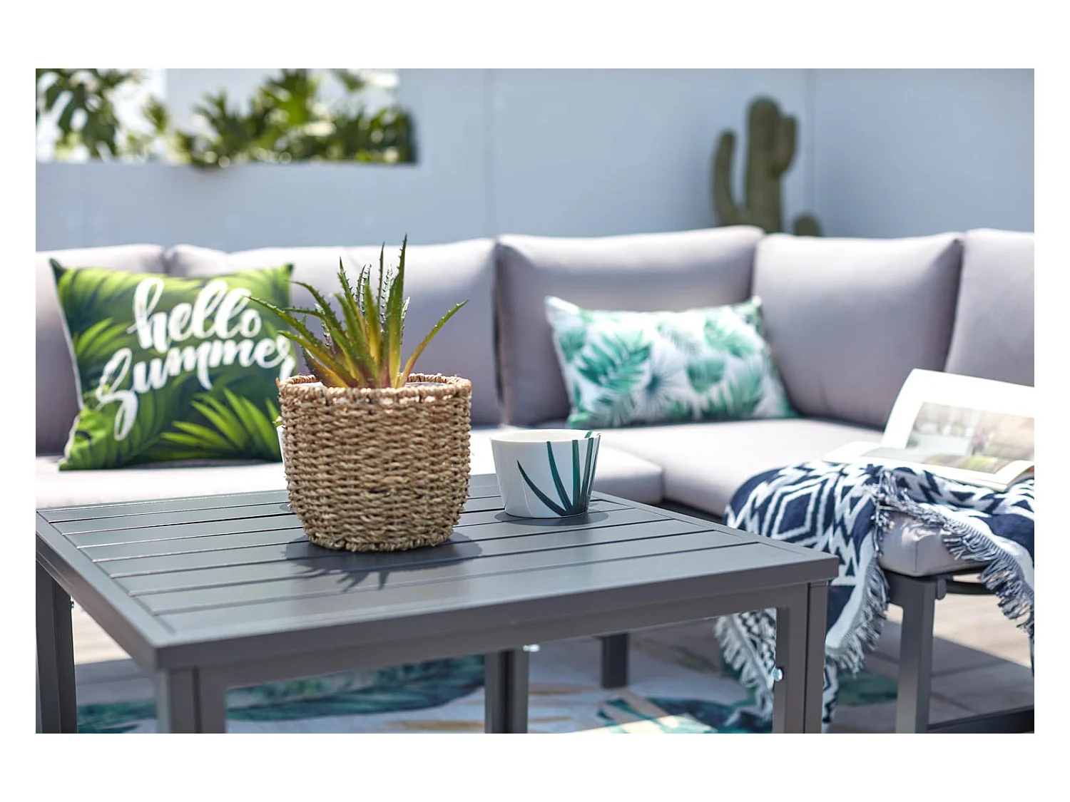 Conjunto de jardín bajo 4 plazas gris claro KATEA