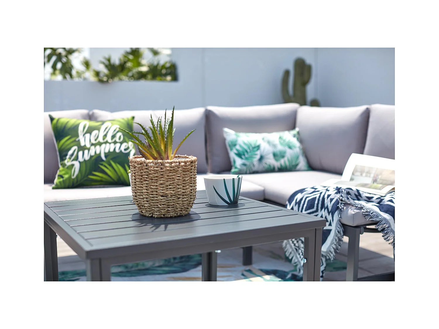 Conjunto de jardín bajo 4 plazas gris claro KATEA