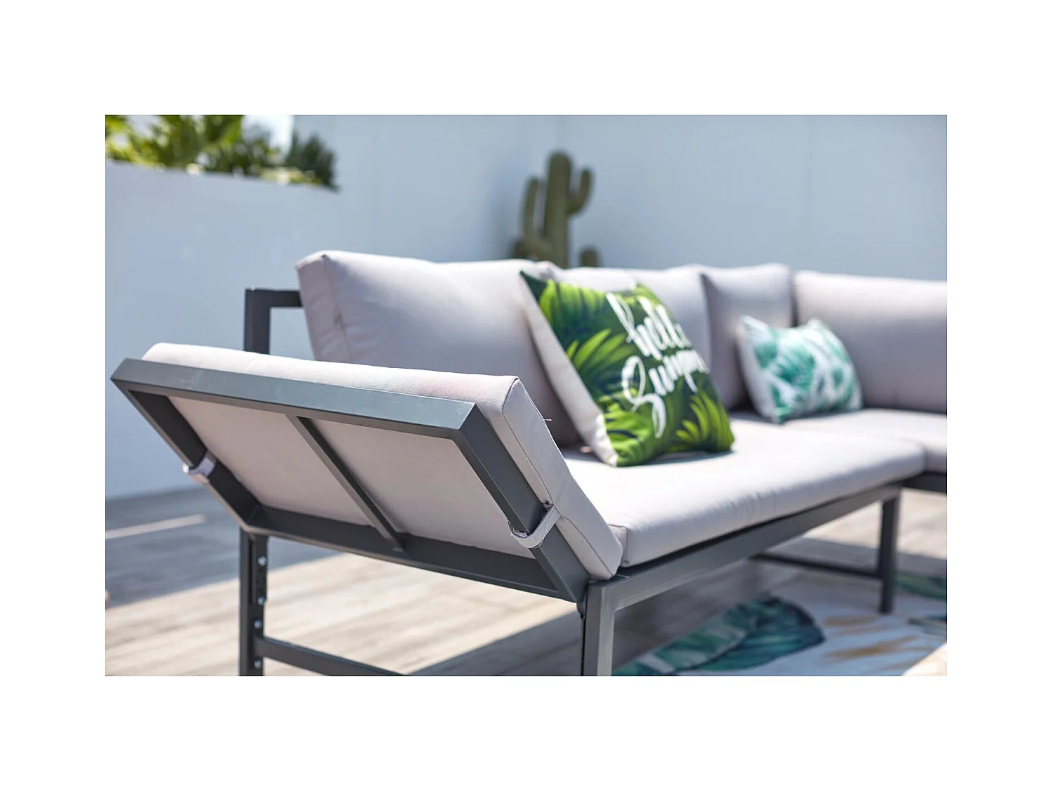 Conjunto de jardín bajo 4 plazas gris claro KATEA