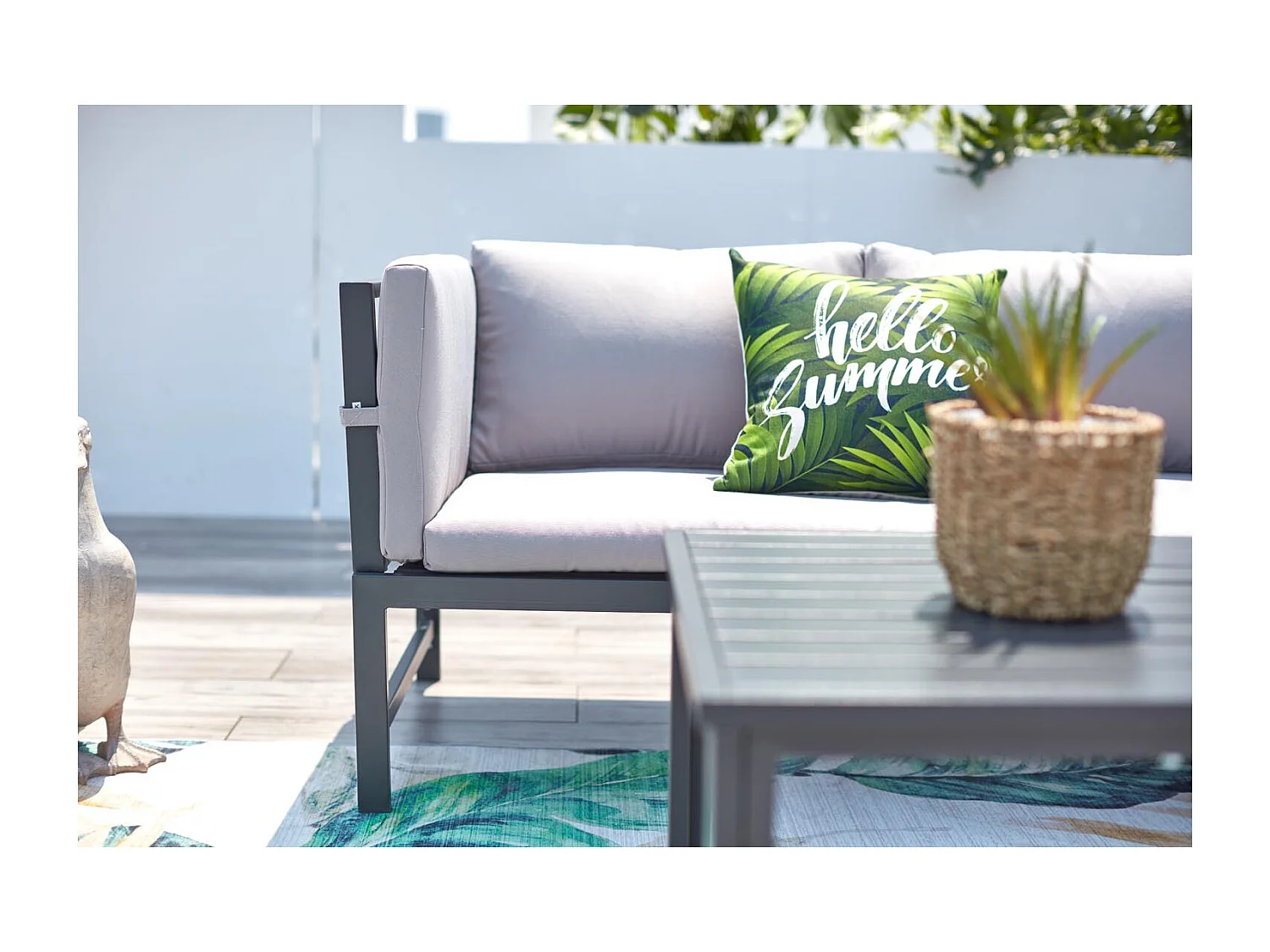 Salon de jardin bas 4 places gris clair KATEA