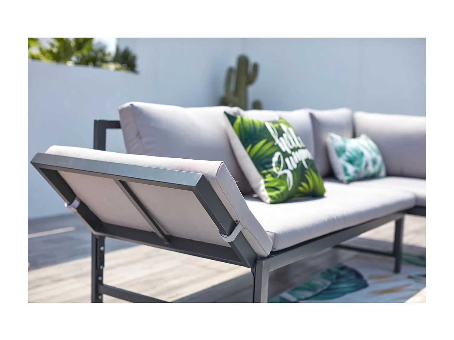 Salon de jardin bas 4 places gris clair KATEA