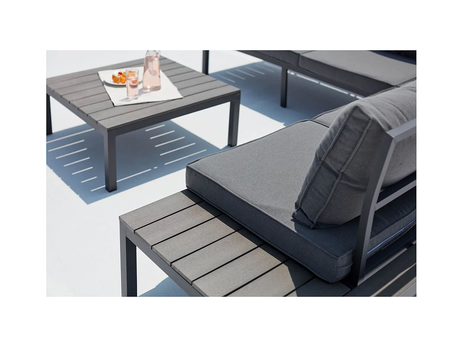 Conjunto de jardín 5 plazas aluminio gris oscuro FIRA