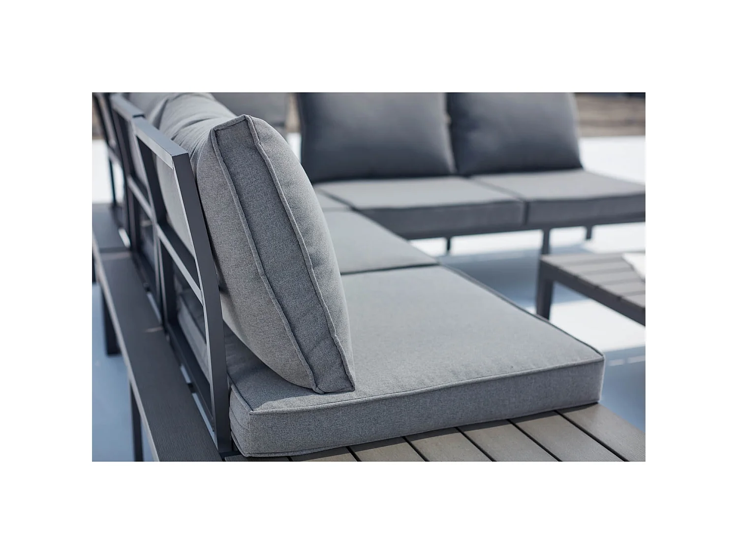 Loungeset voor 5 personen van grijs aluminium FIRA met donkergrijze kussens