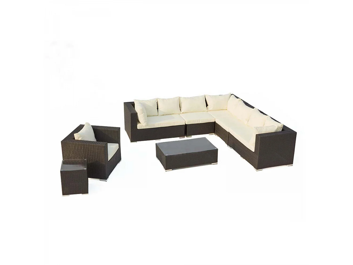 Loungeset voor 8 personen van zwart/wit gevlochten kunsthars SALENTO