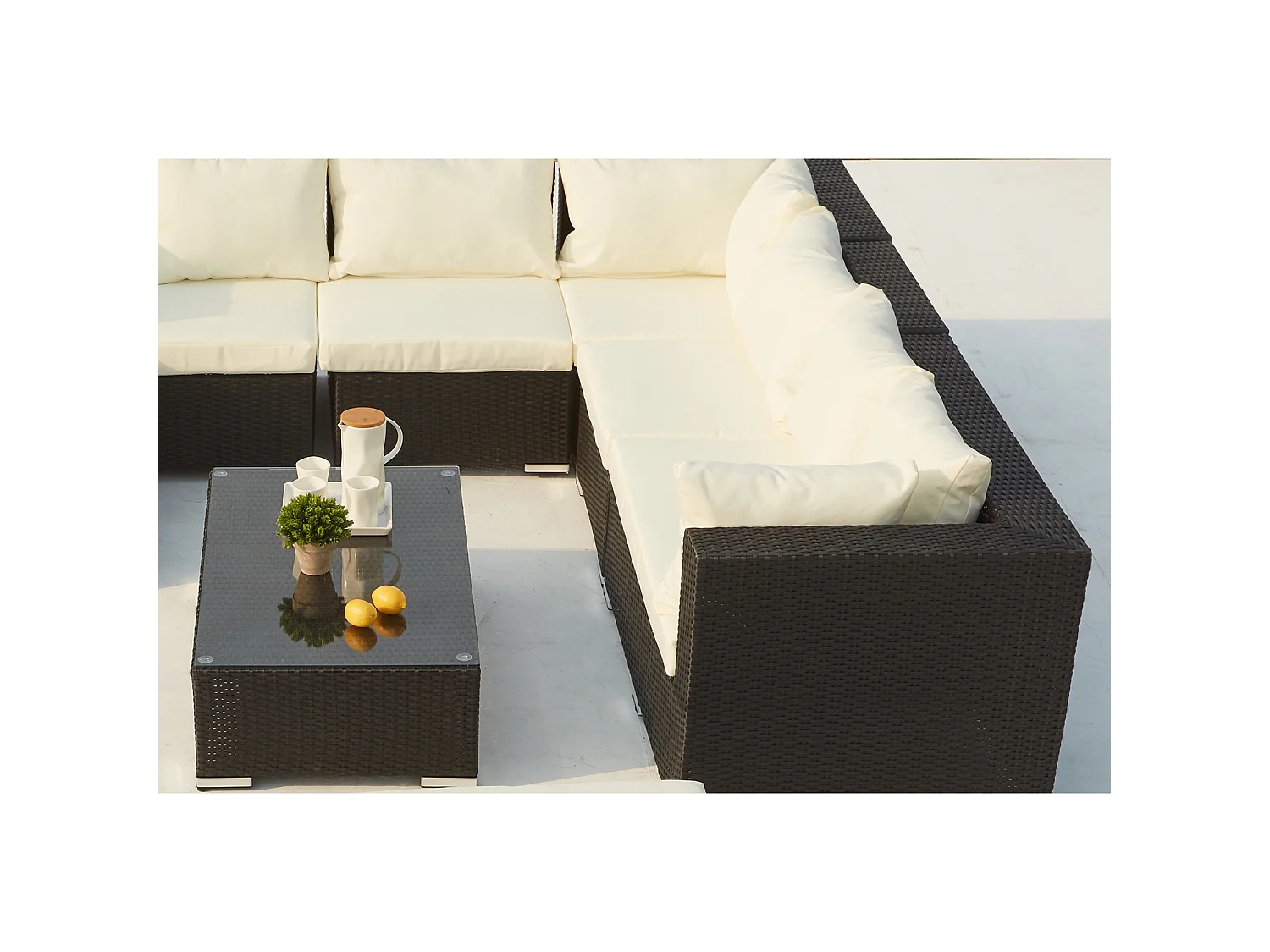 Loungeset voor 8 personen van zwart/wit gevlochten kunsthars SALENTO