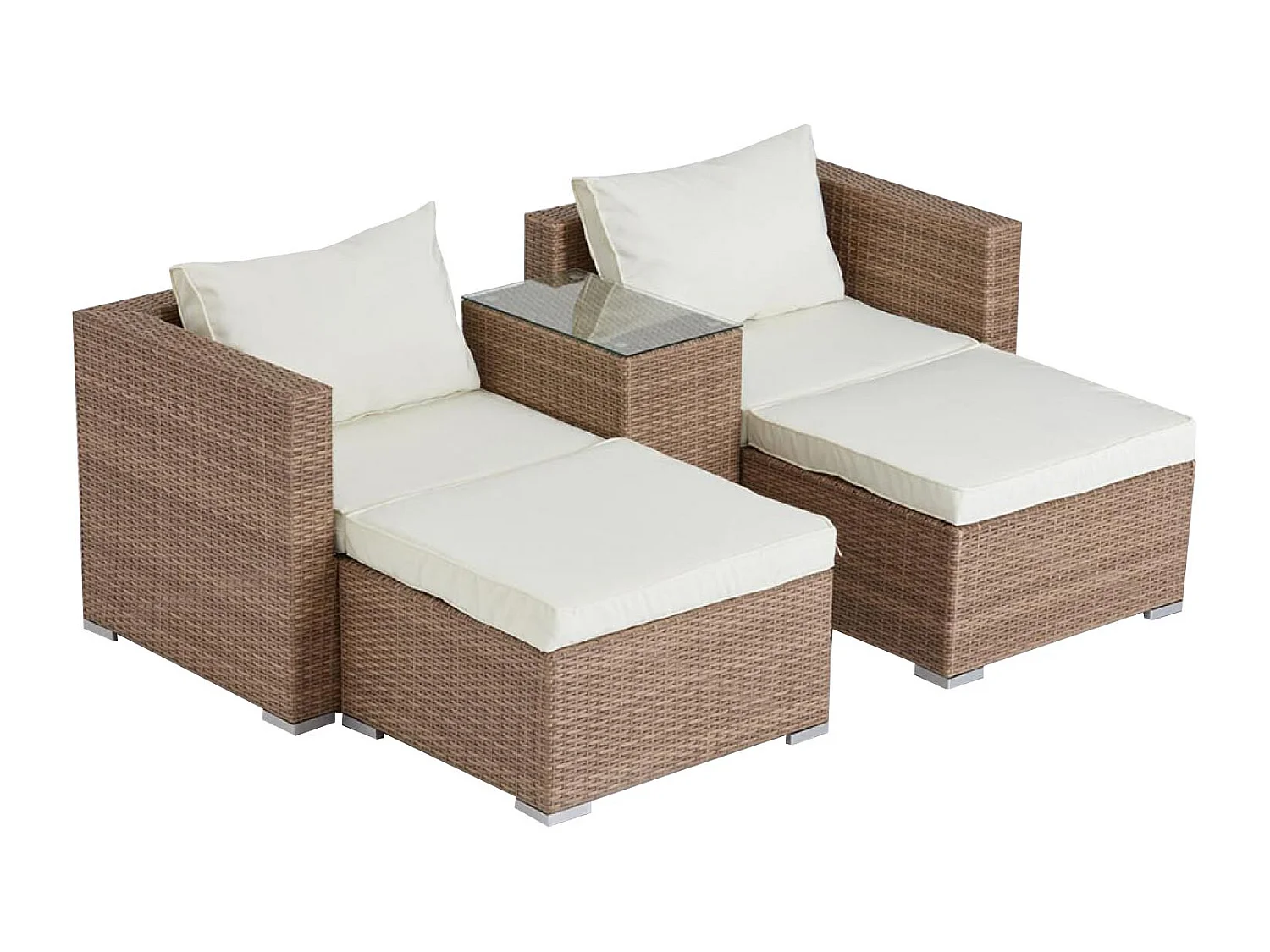 Salotto da giardino 4 posti in resina natural e ecru MOANA