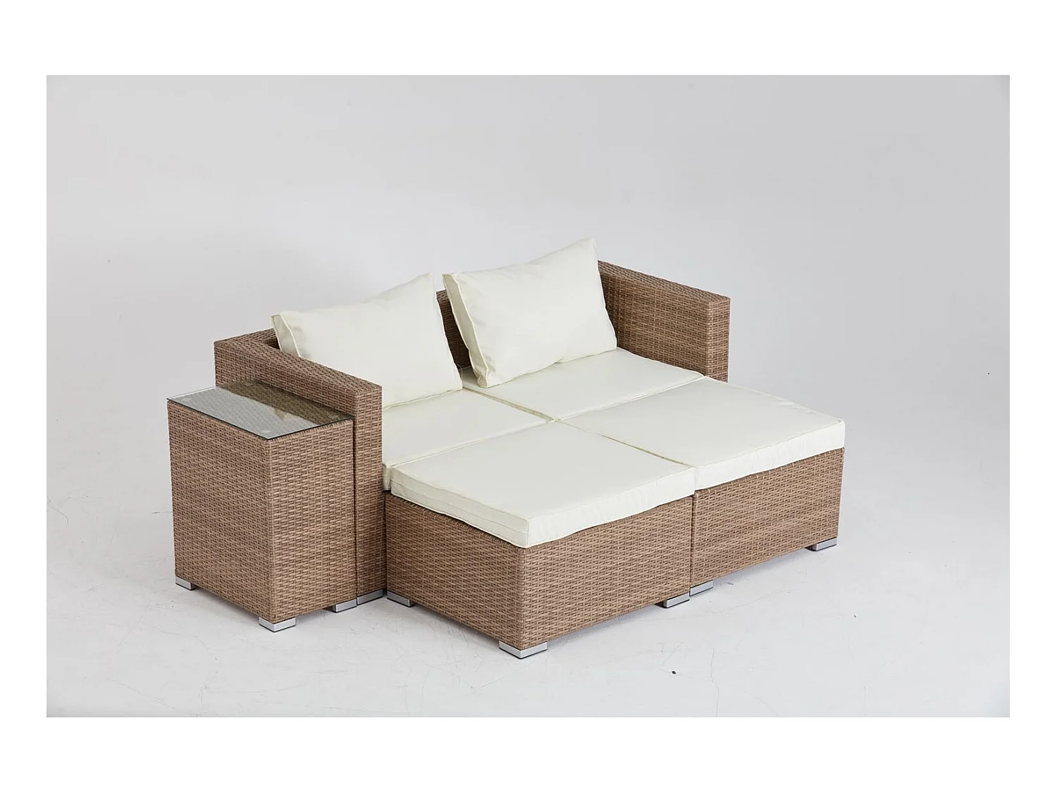 Salotto da giardino 4 posti in resina natural e ecru MOANA