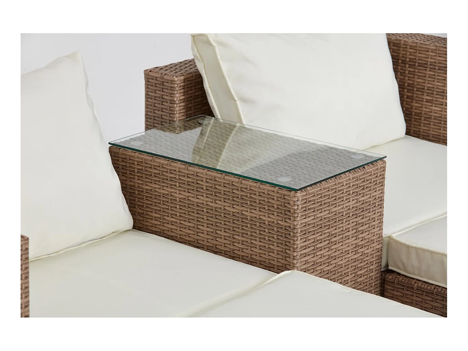 Salotto da giardino 4 posti in resina natural e ecru MOANA