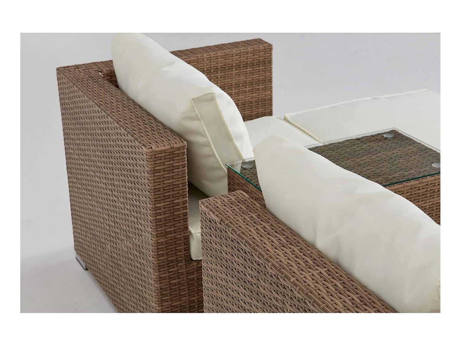 Salotto da giardino 4 posti in resina natural e ecru MOANA