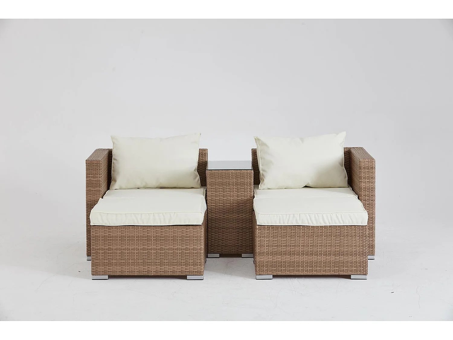 Salotto da giardino 4 posti in resina natural e ecru MOANA