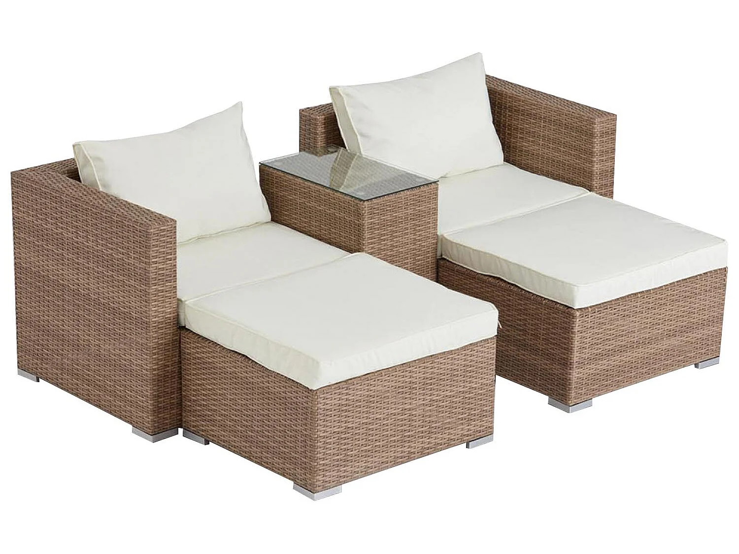 Salon de jardin 4 places en résine tressée naturel et écru MOANA