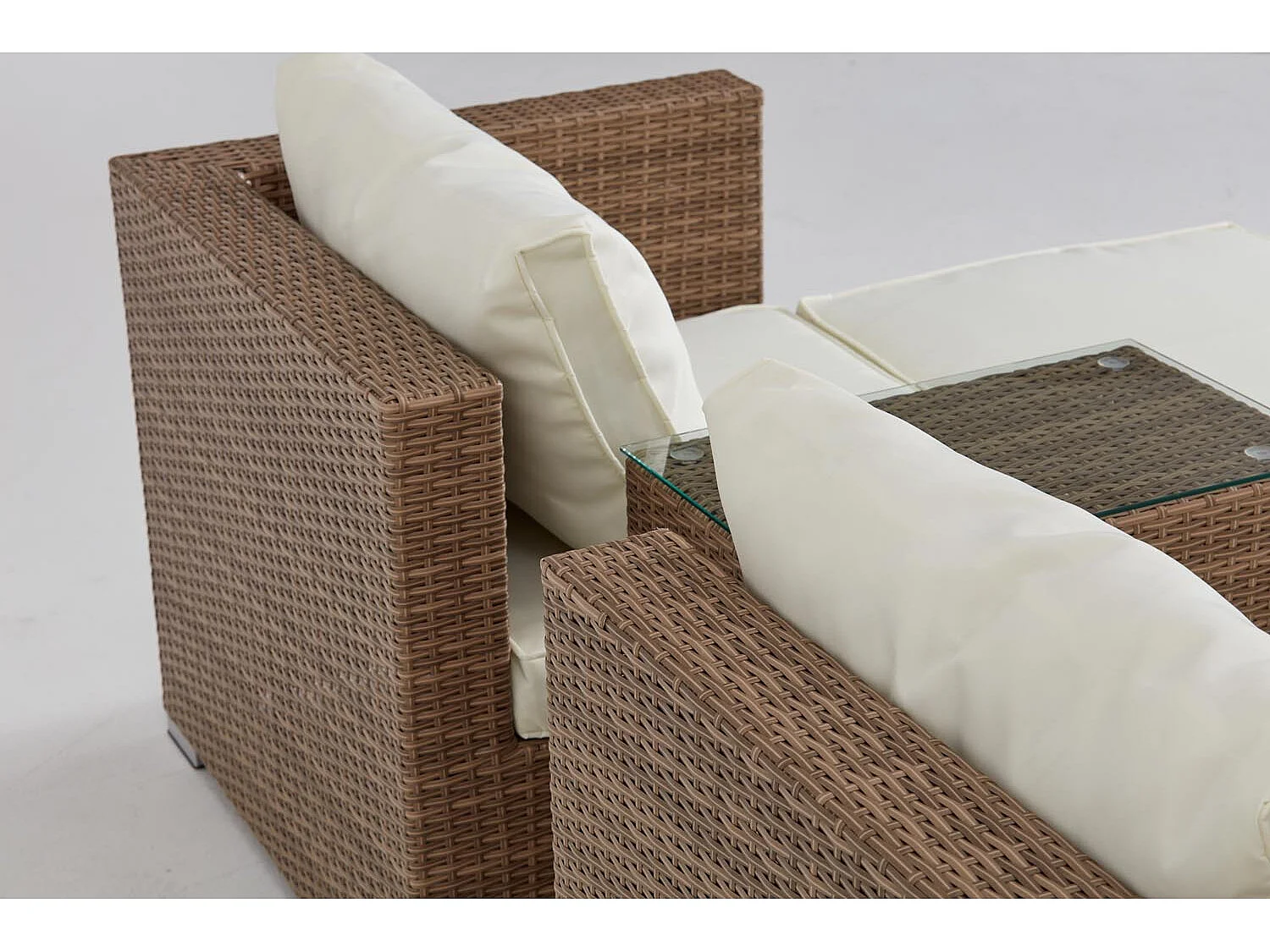 Salon de jardin 4 places en résine tressée naturel et écru MOANA