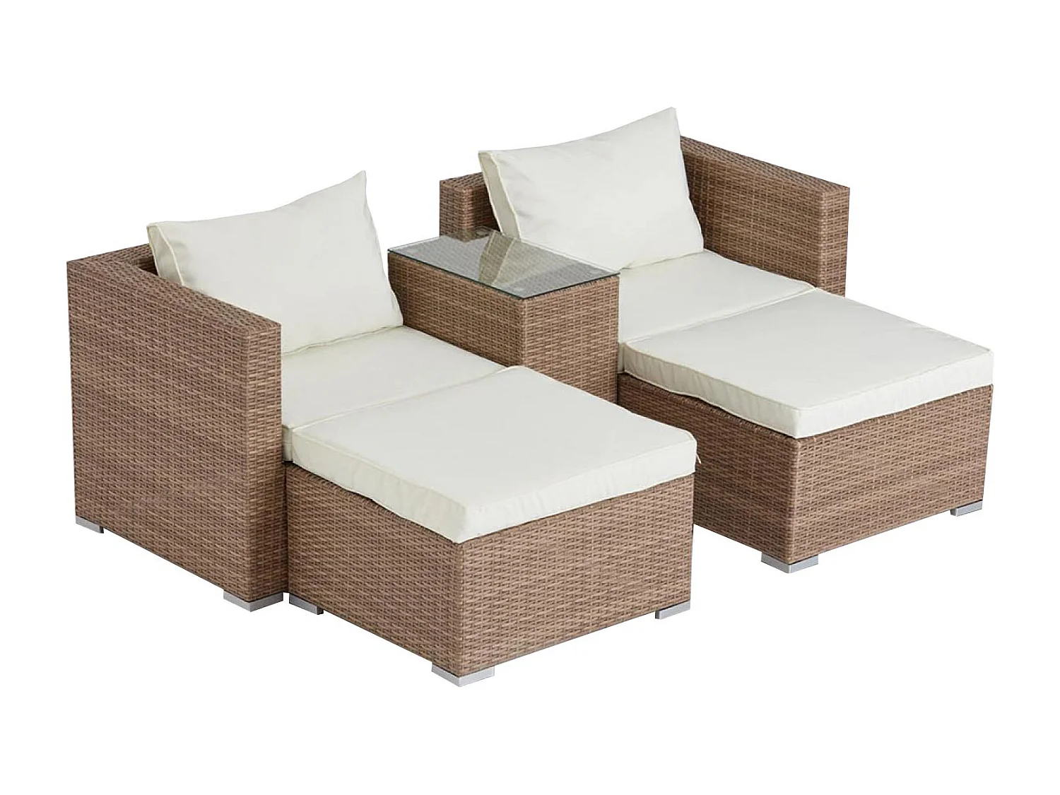 Conjunto de jardín 4 plazas de resina natural y crudo MOANA