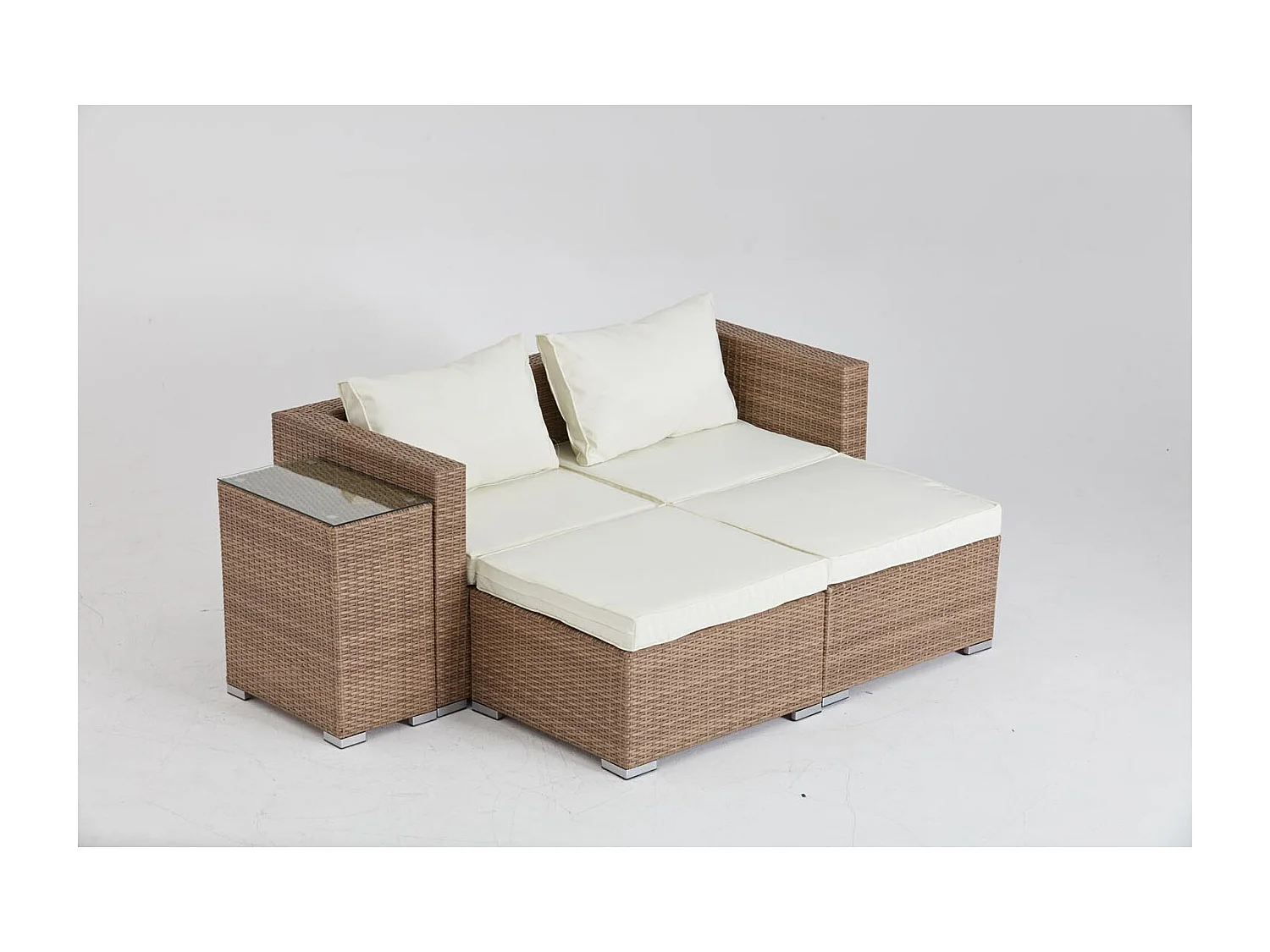 Conjunto de jardín 4 plazas de resina natural y crudo MOANA