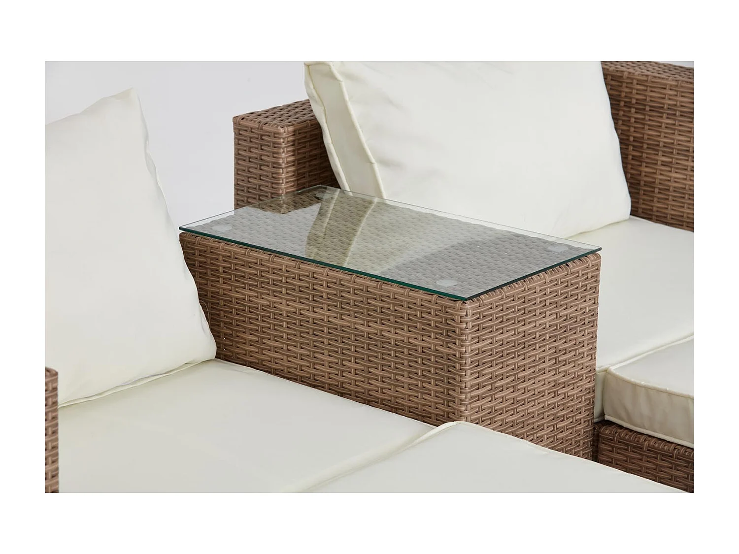 Conjunto de jardín 4 plazas de resina natural y crudo MOANA